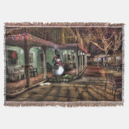 Snowman op de Porch in Winter Wonder Land Deken (Voorkant)