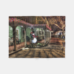 Snowman op de Porch in Winter Wonder Land Fleece Deken