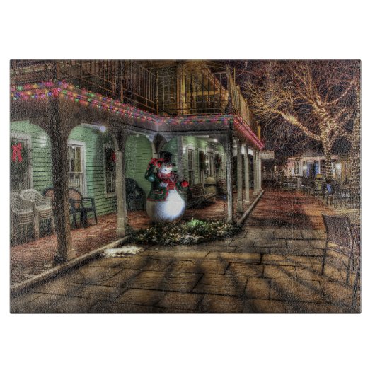 Snowman op de Porch in Winter Wonder Land Snijplank (Voorkant)