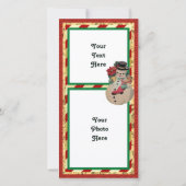  Snowman op de Red and Gold Stripe Flat Kaart (Achterkant)