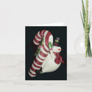 Snowman op een Candy Cane Photo Folded Note Kaart
