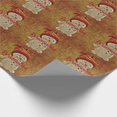 Snowman op een mooie rustige winter in burlap cadeaupapier (Hoek)