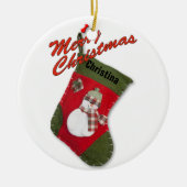 Snowman op foto van kerstfoto's keramisch ornament (Voorkant)