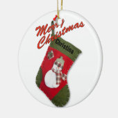 Snowman op foto van kerstfoto's keramisch ornament (Links)