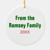 Snowman op foto van kerstfoto's keramisch ornament (Achterkant)