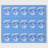 Snowman op Frosty Blue Pattern Cadeaupapier (Vlak)