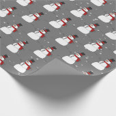 Snowman op grijs omslagpapier cadeaupapier (Hoek)