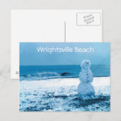 Snowman op het Briefkaart van Beach (Voorkant / Achterkant)