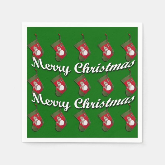 Snowman op kerst met rust op groen servetten (Voorkant)