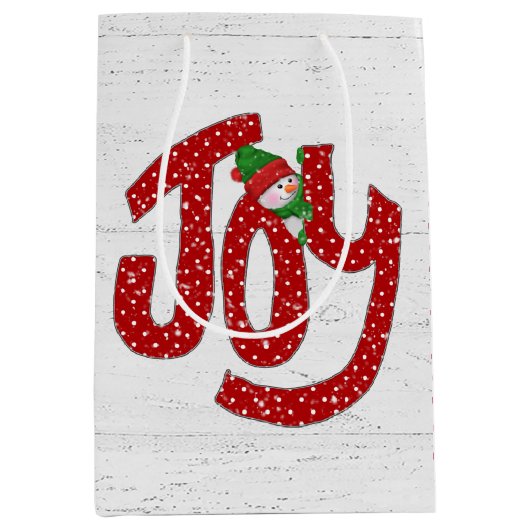 Snowman op kerstfeest medium cadeauzakje (Voorkant)