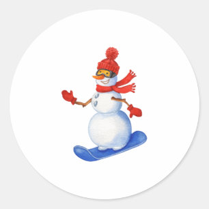 Snowman op  ronde sticker