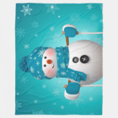 Snowman op Skis Fleece Deken (Voorkant)