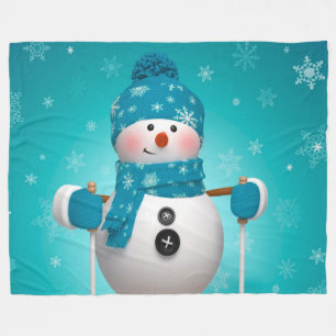 Snowman op Skis Fleece Deken