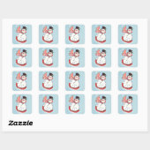 Snowman op sneeuwschijf Vierkante Sticker (Vel)