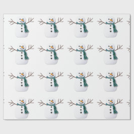 Snowman op vakantiegrafel cadeaupapier