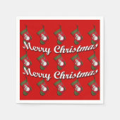 Snowman op vrolijk kerstfeest met rood stoppen servet (Voorkant)