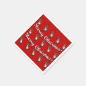 Snowman op vrolijk kerstfeest met rood stoppen servet (Hoek)