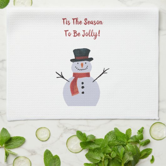 Snowman op White Theedoek (Gevouwen)