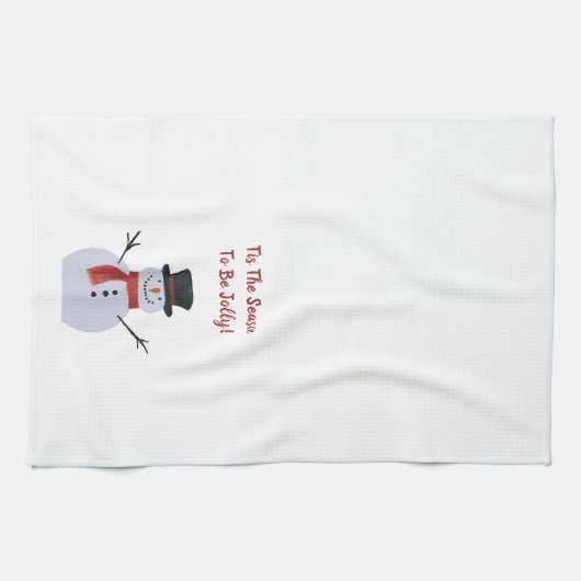Snowman op White Theedoek (Horizontaal)