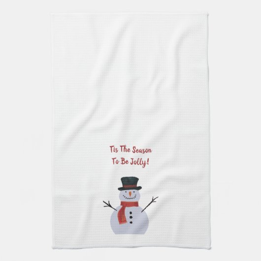 Snowman op White Theedoek (Verticaal)