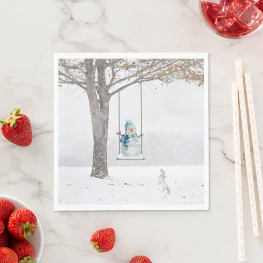 Snowman op winterslaap servet (Insitu)