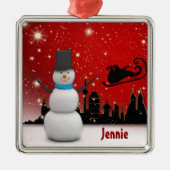  Snowman Ormanent Metalen Ornament (Voorkant)
