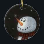 Snowman Ornament<br><div class="desc">Dit Snowman-Ornament bevat een foto van mijn gekleurde pencel tekening van een sneeuwpop. Het maakt een schattige kist deze kerst!</div>