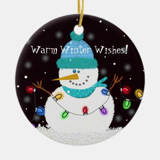 Snowman Ornament "Warm Winter Wishes" (Voorkant)