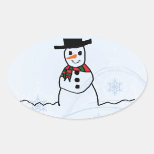 Snowman Ovale Sticker