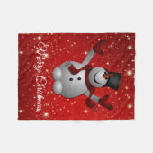 Snowman over rode achtergrond fleece deken (Voorkant (Horizontaal))
