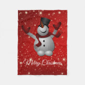 Snowman over rode achtergrond fleece deken (Voorkant)