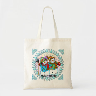 Snowman paar canvas tassen, tote bag