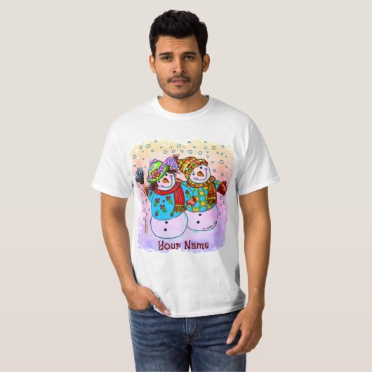 Snowman Paar T-shirts (Voorkant volledig)