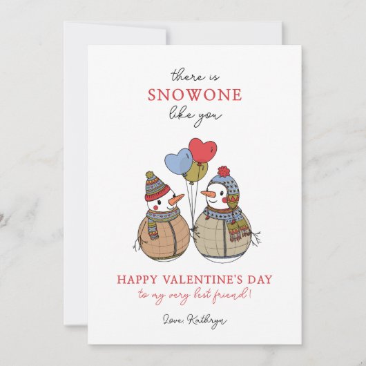 Snowman Paar Zoete Valentijnsdag Feestdagenkaart (Voorkant)