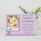 Snowman Paars Winter Foto van Birthday Kaart (Staand voorkant)