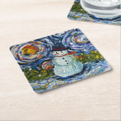 Snowman Paper Coaster Set Kartonnen Onderzetters (Schuin)