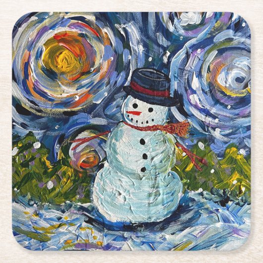 Snowman Paper Coaster Set Kartonnen Onderzetters (Voorkant)