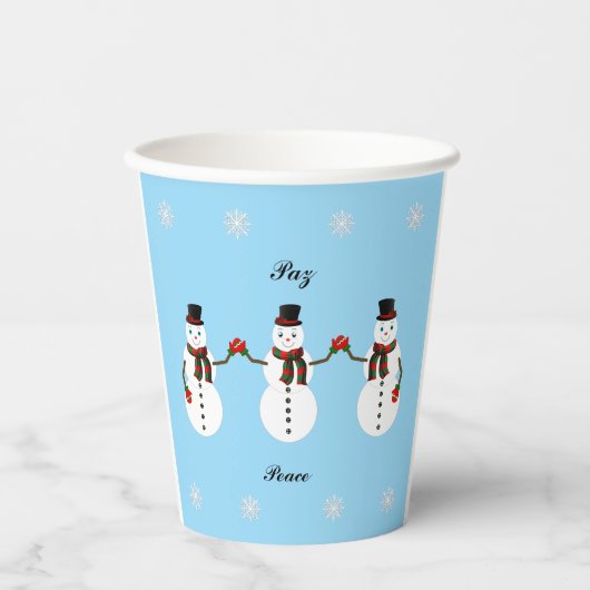 Snowman Paper cup Papieren Bekers (Voorkant)