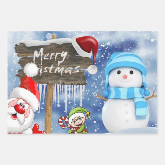 Snowman-papierpakbladen voor fijne kerst inpakpapier vel (Voorkant)