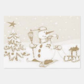 Snowman-papierpakbladen voor fijne kerst inpakpapier vel (Voorkant)