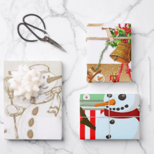 Snowman-papierpakbladen voor fijne kerst inpakpapier vel