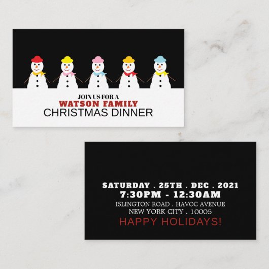 Snowman parade, kerstfeest Ticket uitnodiging Informatiekaartje (Voorkant / Achterkant)