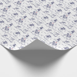 Snowman parade toile - blauw cadeaupapier