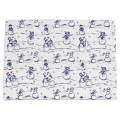 Snowman parade toile - blauw groot cadeauzakje (Voorkant)