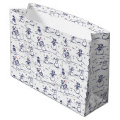 Snowman parade toile - blauw groot cadeauzakje (Achterkant Gekanteld)