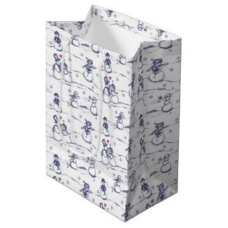 Snowman parade toile - blauw medium cadeauzakje