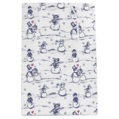 Snowman parade toile - blauw medium cadeauzakje (Voorkant)