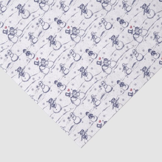Snowman parade toile - blauw tissuepapier (Detail)