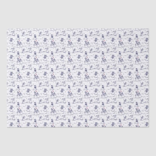 Snowman parade toile - blauw tissuepapier (Voorkant)