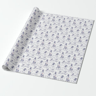 Snowman parade toile Wrapping Paper   blauw Cadeaupapier